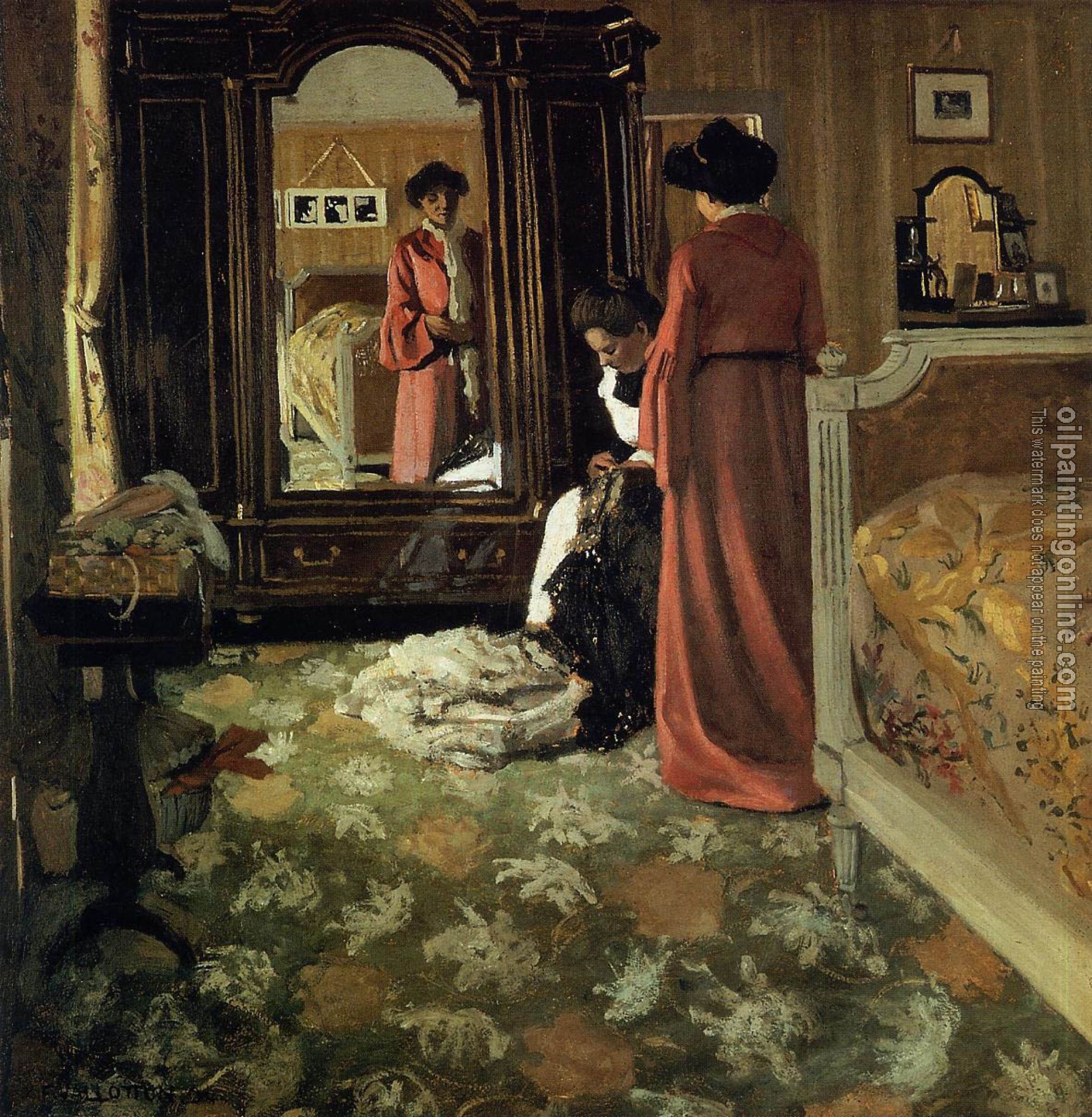 Felix Vallotton - Interior, Bedroom with Two Figures